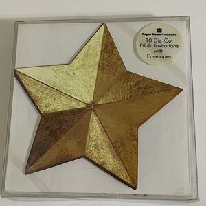 New Paper House Gold Star Die Cut Fill In Invitations Set/10 Christmas New Years